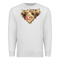 Oatmeal Heather scottish cow Premium Sweatshirt - NancyCooperArtShop