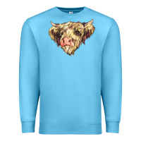 Ocean Blue scottish cow Premium Sweatshirt - NancyCooperArtShop