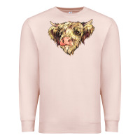 Pale Pink scottish cow Premium Sweatshirt - NancyCooperArtShop