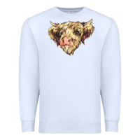 White scottish cow Premium Sweatshirt - NancyCooperArtShop