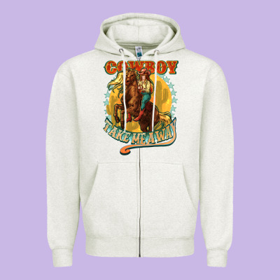 Cowboy Take Me Away Zipper Hoodie Designed By Nancycooperartshop