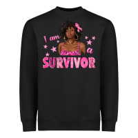 Black I Am a Survivor Breast Cancer with Afro Woman Heavyweight Sweatshirt - texasbilliewilder