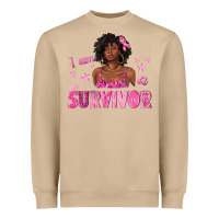 I Am A Survivor Breast Cancer With Afro Woman Heavyweight Sweatshirt | Teevron