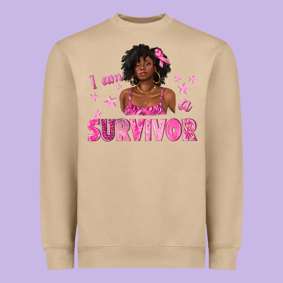 I Am A Survivor Breast Cancer With Afro Woman Heavyweight Sweatshirt Designed By Texasbilliewilder