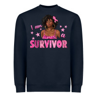Navy I Am a Survivor Breast Cancer with Afro Woman Heavyweight Sweatshirt - texasbilliewilder
