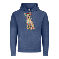 Vintage Denim Chihuahua with christmas lights Vintage Hoodie - RanaPortraitStore