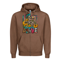 Chestnut staying alive coffee drinking skeleton Zipper Hoodie - Jasminsmagicworld