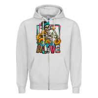 Dove Grey staying alive coffee drinking skeleton Zipper Hoodie - Jasminsmagicworld