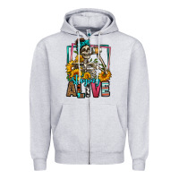 Heather Grey staying alive coffee drinking skeleton Zipper Hoodie - Jasminsmagicworld