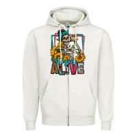 Oatmeal Heather staying alive coffee drinking skeleton Zipper Hoodie - Jasminsmagicworld