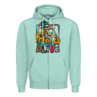 Seafoam staying alive coffee drinking skeleton Zipper Hoodie - Jasminsmagicworld