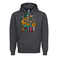Smoke staying alive coffee drinking skeleton Zipper Hoodie - Jasminsmagicworld