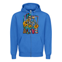 True Royal staying alive coffee drinking skeleton Zipper Hoodie - Jasminsmagicworld