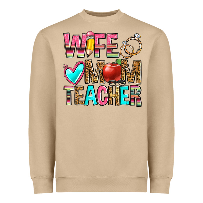 Wife Mom Teacher Heavyweight Sweatshirt by Zillion Design Studio | Teevron