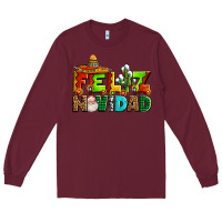 Burgundy feliz navidad sombrero Long Sleeve Tee - AdoDesignShop