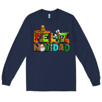 Navy feliz navidad sombrero Long Sleeve Tee - AdoDesignShop