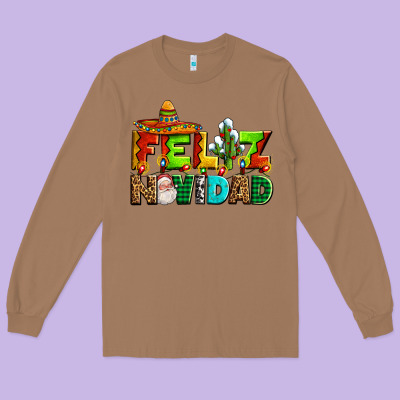 Feliz Navidad Sombrero Long Sleeve Tee Designed By Adodesignshop