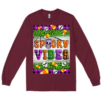 Burgundy Halloween Spooky Vibes Long Sleeve Tee - Artiststas