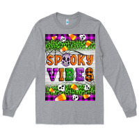 Heather Grey Halloween Spooky Vibes Long Sleeve Tee - Artiststas
