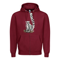 Burgundy Ringtail Cat Zipper Hoodie - LillyAllenDesigns