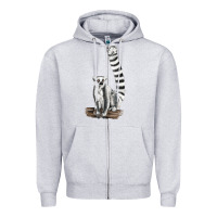 Heather Grey Ringtail Cat Zipper Hoodie - LillyAllenDesigns