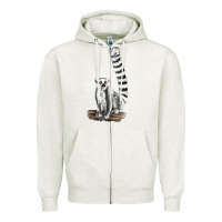 Oatmeal Heather Ringtail Cat Zipper Hoodie - LillyAllenDesigns
