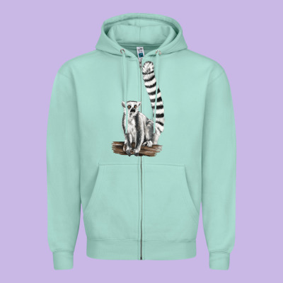 Ringtail Cat Zipper Hoodie Designed By Lillyallendesigns