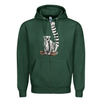 Sports Green Ringtail Cat Zipper Hoodie - LillyAllenDesigns