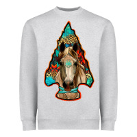 Heather Grey arrowhead horse Heavyweight Sweatshirt - RanaPortraitStore