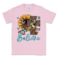 Bubblegum Pink believe leopard cross sunflower butterfly Classic Tee - JahusDesignShop