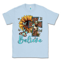 Dusty Blue believe leopard cross sunflower butterfly Classic Tee - JahusDesignShop