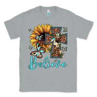 Heather Grey believe leopard cross sunflower butterfly Classic Tee - JahusDesignShop