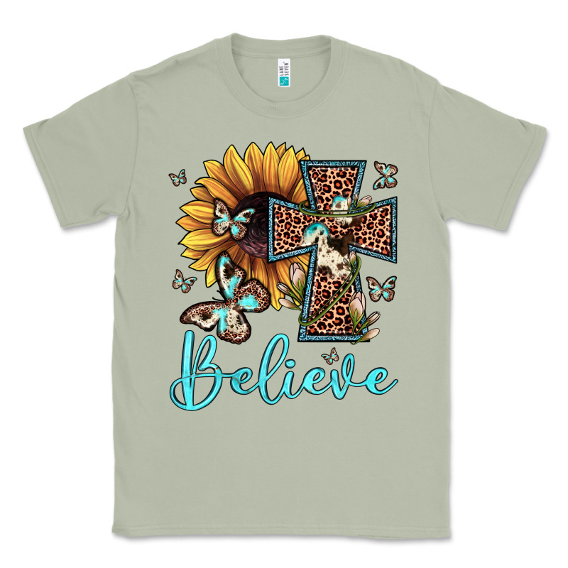 Believe Leopard Cross Sunflower Butterfly Classic Tee by JahusDesignShop | Teevron