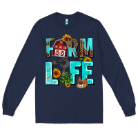 Navy farm life Long Sleeve Tee - AdoDesignShop