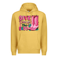 Antique Gold give cancer the boot Premium Hoodie - LillyAllenDesigns