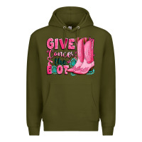 Army Green give cancer the boot Premium Hoodie - LillyAllenDesigns