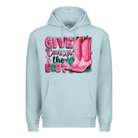 Blue Mist give cancer the boot Premium Hoodie - LillyAllenDesigns