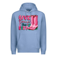 Colony Blue give cancer the boot Premium Hoodie - LillyAllenDesigns