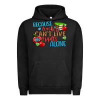 Pigment Black because teachers cant live on apples alone Urban Hoodie - NancyCooperArtShop