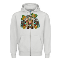 Dove Grey western gnome sunflowers rainbow Zipper Hoodie - BarkalooDesign