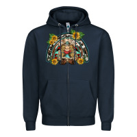 Navy western gnome sunflowers rainbow Zipper Hoodie - BarkalooDesign