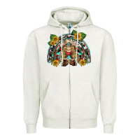 Oatmeal Heather western gnome sunflowers rainbow Zipper Hoodie - BarkalooDesign