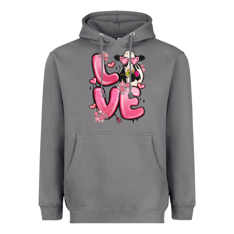 Love Cow Valentine's Day Heavyweight Hoodie by MaliasSmallBusiness | Teevron