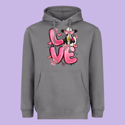 Love Cow Valentine's Day Heavyweight Hoodie Designed By Maliassmallbusiness