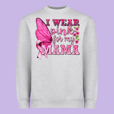 I Wear Pink For My Mama With Butterfly Heavyweight Sweatshirt Designed By Texasbilliewilder