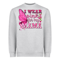 Heather Grey I Wear Pink For My Mama with Butterfly Heavyweight Sweatshirt - texasbilliewilder