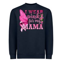 Navy I Wear Pink For My Mama with Butterfly Heavyweight Sweatshirt - texasbilliewilder