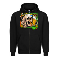 Black st patricks day peace skull Zipper Hoodie - Jasminsmagicworld