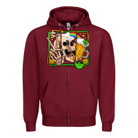 Burgundy st patricks day peace skull Zipper Hoodie - Jasminsmagicworld