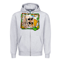 Heather Grey st patricks day peace skull Zipper Hoodie - Jasminsmagicworld